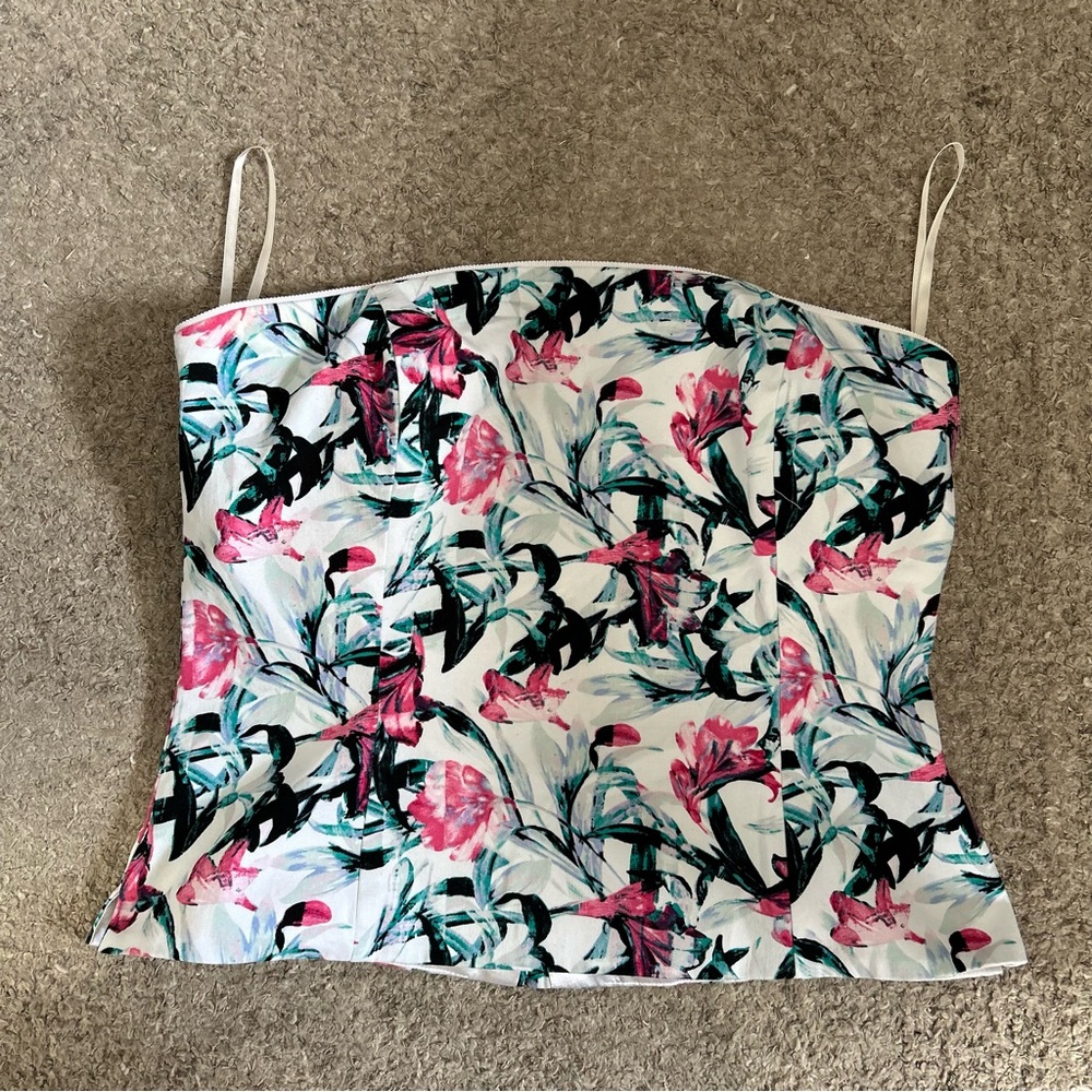 White House Black Market Floral Skirt - White and Black